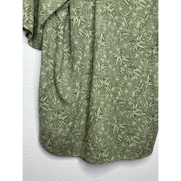 Vtg Columbia Button Front Shirt Men's Medium Silk Green Hawaiian Palm Leaves 90s - Picture 12 of 16